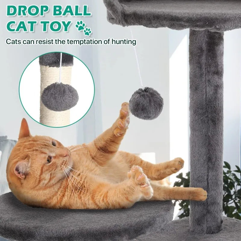 Cat Tree for Indoor Cats Cat Condo Cat Tower with Scratching Post Cat Tease Ball Perches Platform for Small and Medium Cats 54 I