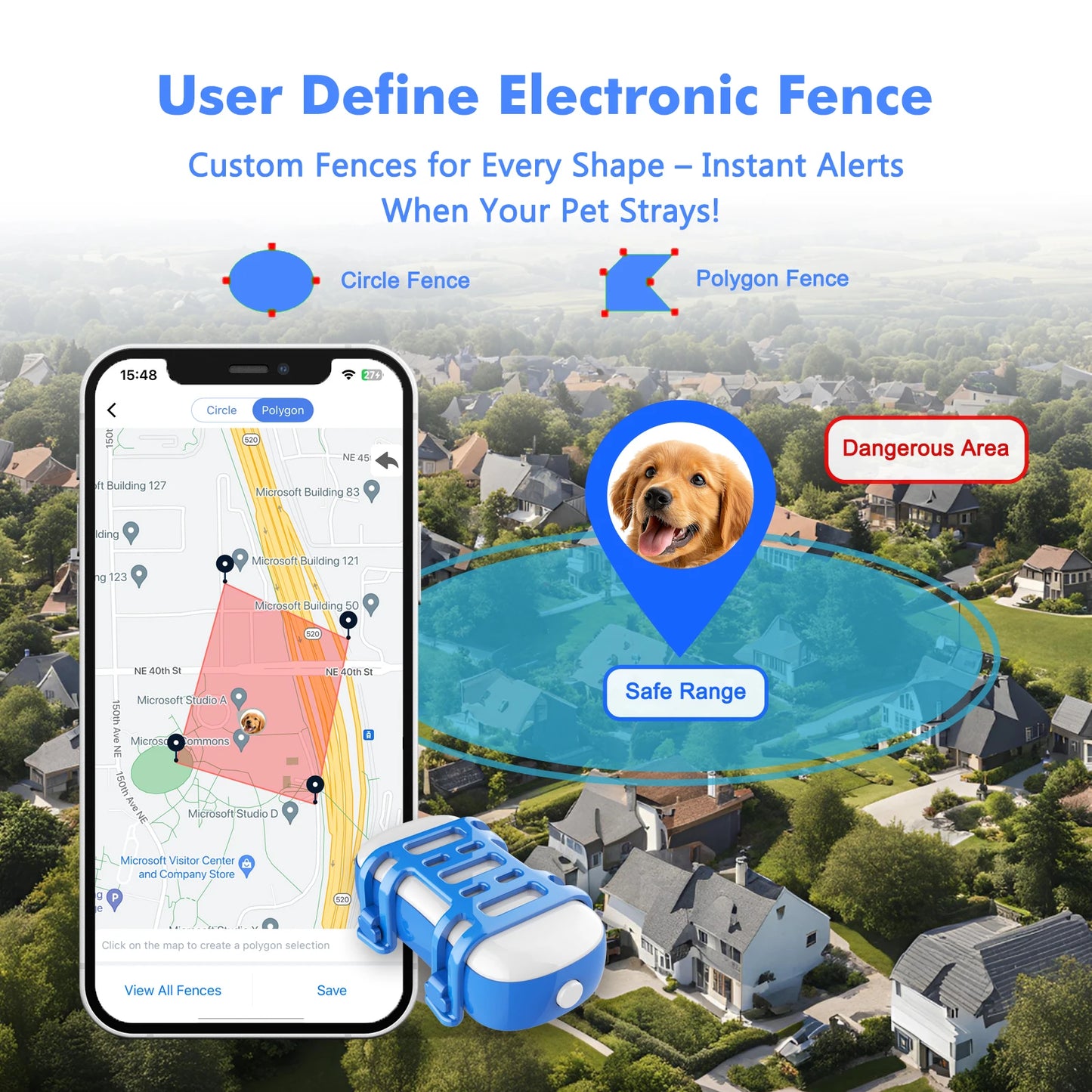 4G Dogs & Cats GPS Tracker - Waterproof Smart Locator with App, Live Tracking & Light/Sound Search, Free Trial Included