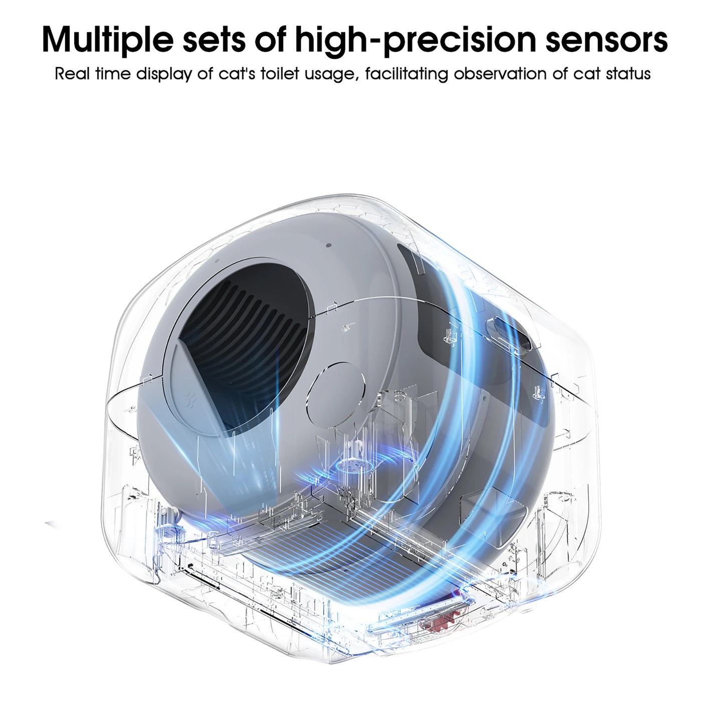 Automatic Smart Cat Litter Box, Large Capacity Self-Cleaning Litter Box with Infrared/Gravity/Ambient Light Function