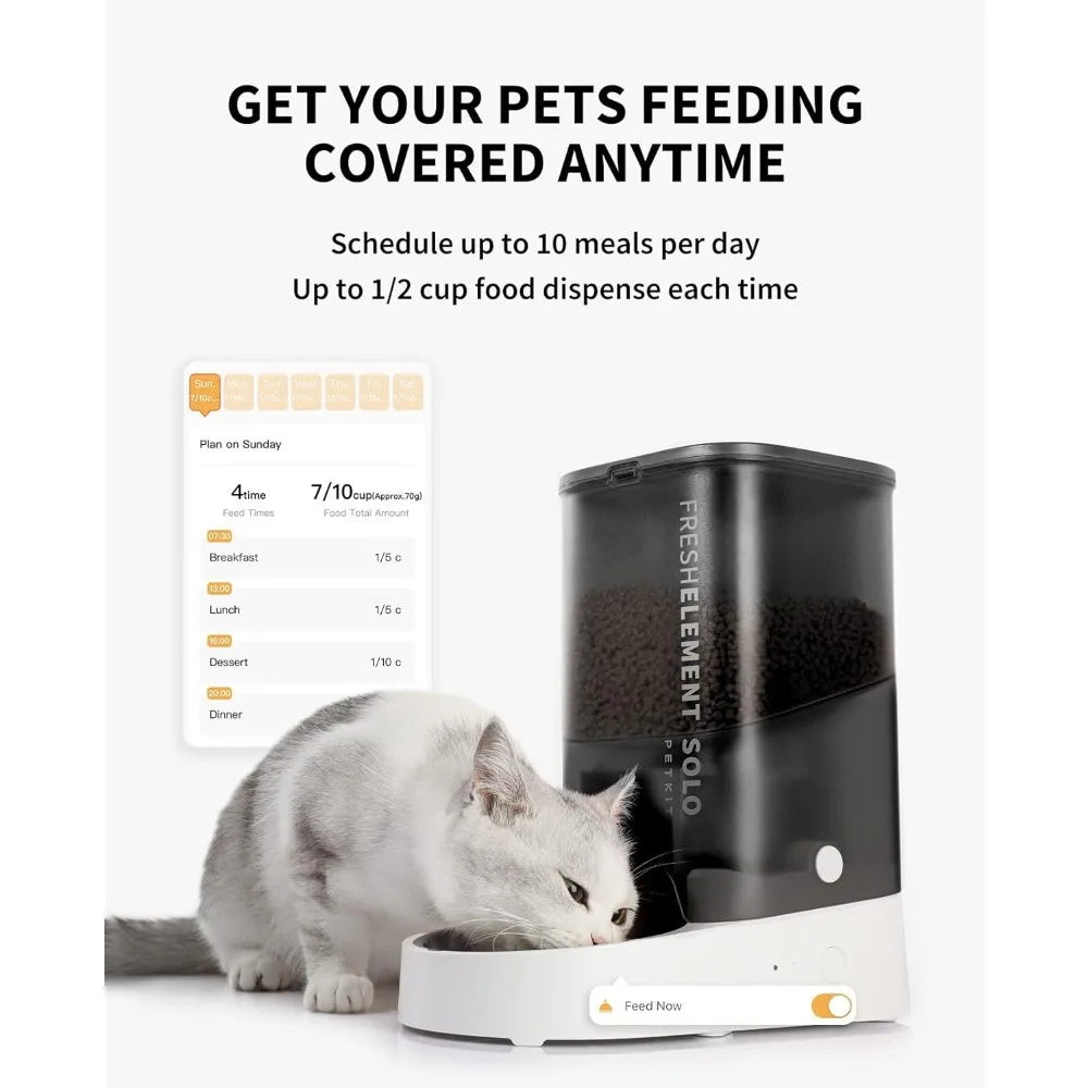 Automatic Cat Feeder, 2.4G WiFi Automatic Dog Feeder, Control Pet Food Dispenser with Triple Fresh-Lock System, Schedule Feeding