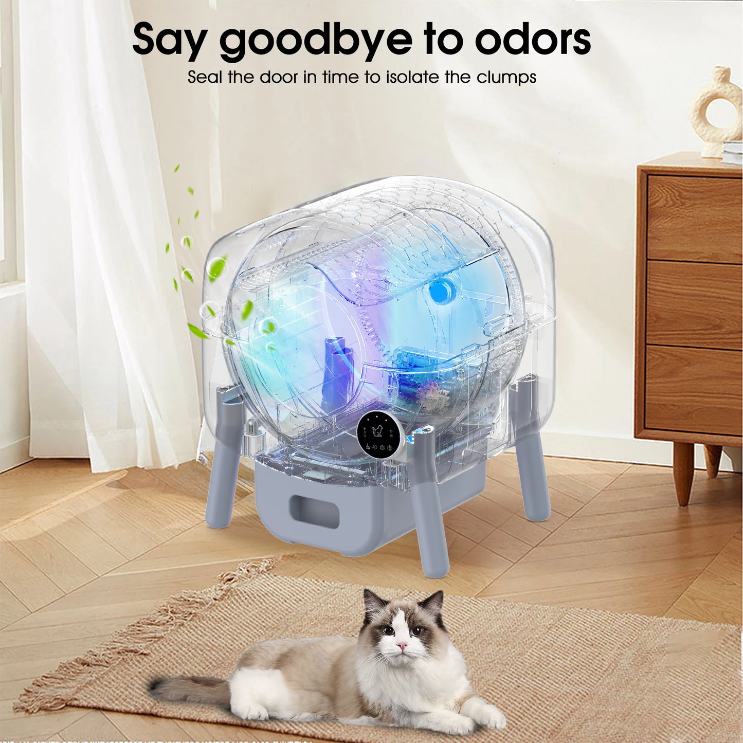 Automatic Smart Cat Litter Box, Large Capacity Self-Cleaning Litter Box with Infrared/Gravity/Ambient Light Function