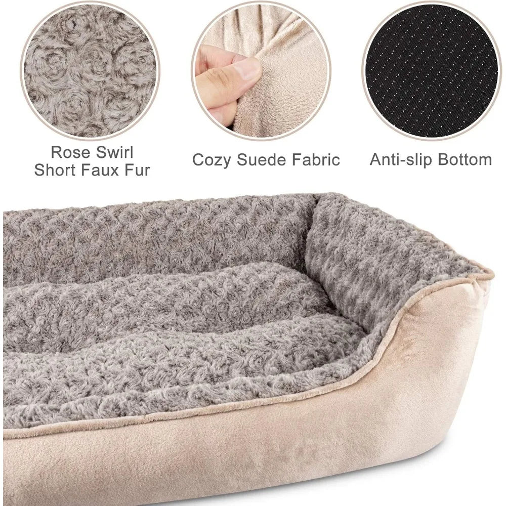 Rectangle Dog Bed for Large Medium Small Dogs Machine Washable Sleeping Sofa Non-Slip Bottom Breathable Soft Puppy Bed Durable