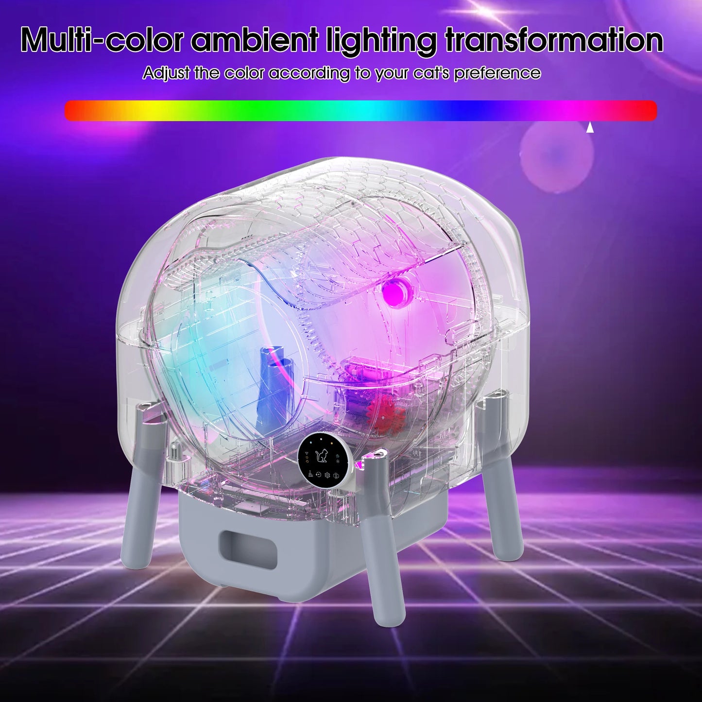 Automatic Smart Cat Litter Box, Large Capacity Self-Cleaning Litter Box with Infrared/Gravity/Ambient Light Function