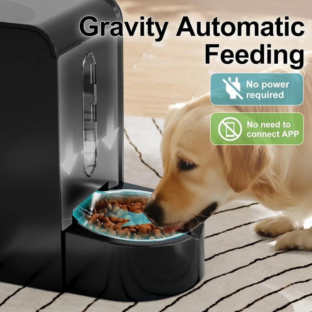 Automatic Gravity Pet Feeder, 1.8 Gallons*2 Dog Feeder and Water Dispenser Set, Feeder and Stainless Steel Water Dispenser