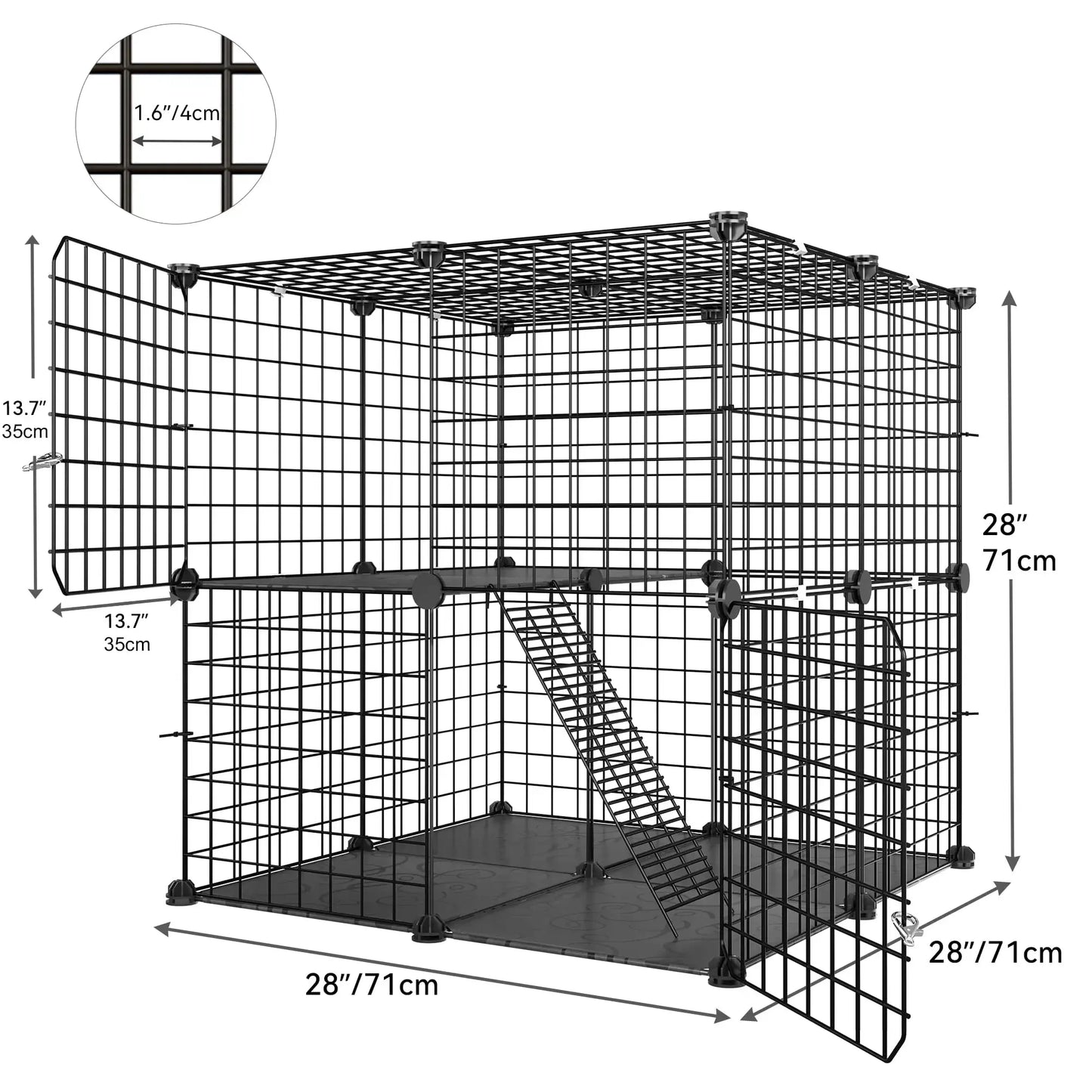 2-Tier Cat Cage,Indoor Pet Cage,DIY Pet Playpen Metal Kennel for 1-2 Cats, Ferrets, Chinchillas, Kittens,Travel and Camping