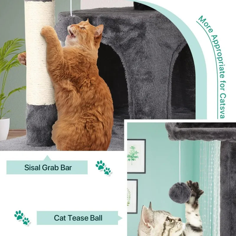 Cat Tree for Indoor Cats Cat Condo Cat Tower with Scratching Post Cat Tease Ball Perches Platform for Small and Medium Cats 54 I