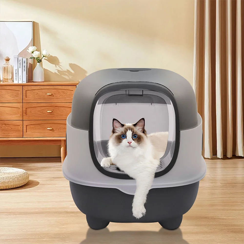 Closed cat litter box, splash proof, odor isolation, dual-purpose, foldable design, can accommodate cats weighing less t