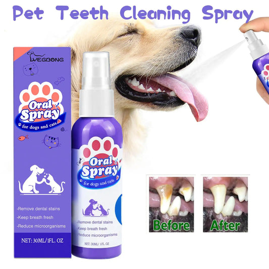 Whitening | Breath Freshening | Stain Removal 
Keep your pet’s smile clean and fresh with this easy-to-use oral spray. Designed for both cats and dogs, it helps:
🦷 Whiten teeth and reduce visible stains
😮‍💨 Elimi