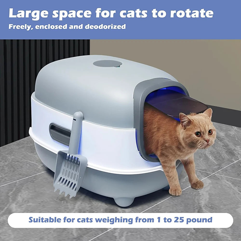 Closed cat litter box, splash proof, odor isolation, dual-purpose, foldable design, can accommodate cats weighing less t