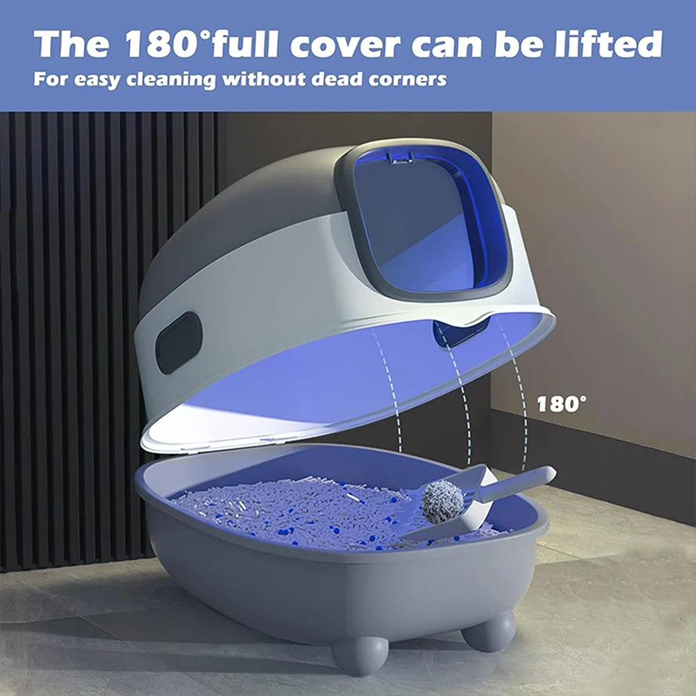 Closed cat litter box, splash proof, odor isolation, dual-purpose, foldable design, can accommodate cats weighing less t