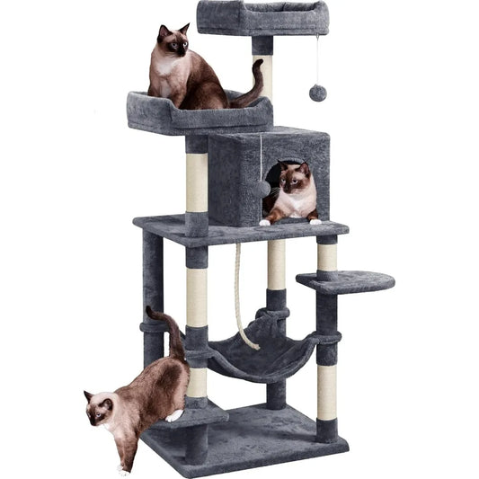 Cat Tree Large Cat Tower with Scratching Posts, Pet Play House Climber Activity Center with Condo and Anti-Dump Device