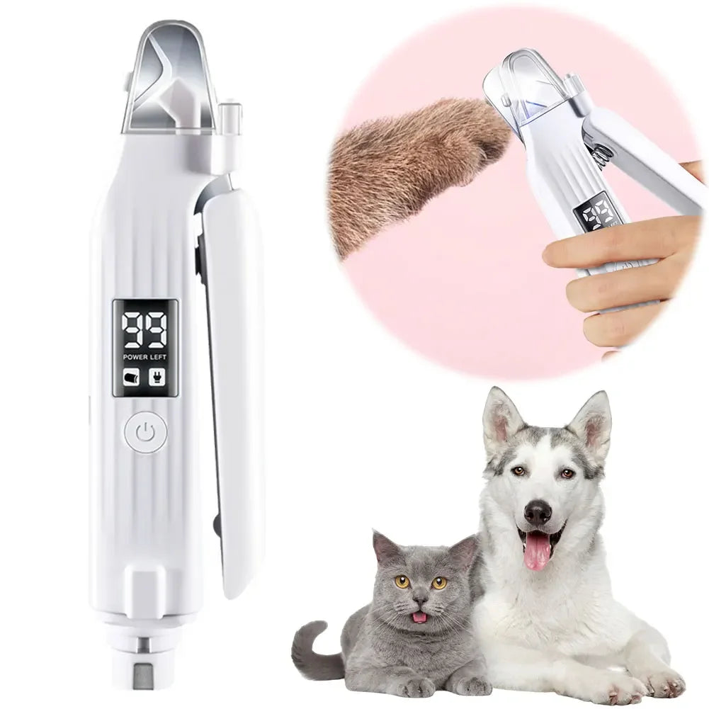 2 in 1 Electric Dog Nail Grinder and Clipper with LED Light Pet Nail Trimmer Rechargeable Pet Nail Grinder for Dogs Cats