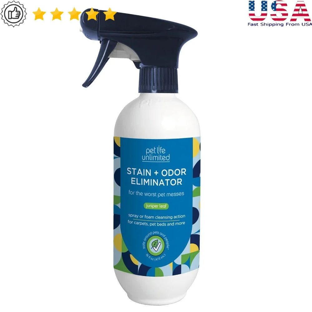 Pet Stain Odor Remover Foaming Cleaner Juniper Leaf 16 fl oz Dual Action Spray Safe Pets Effective Stain Removal Multi-Surface
