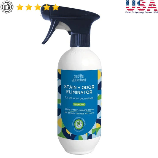 Pet Stain Odor Remover Foaming Cleaner Juniper Leaf 16 fl oz Dual Action Spray Safe Pets Effective Stain Removal Multi-Surface