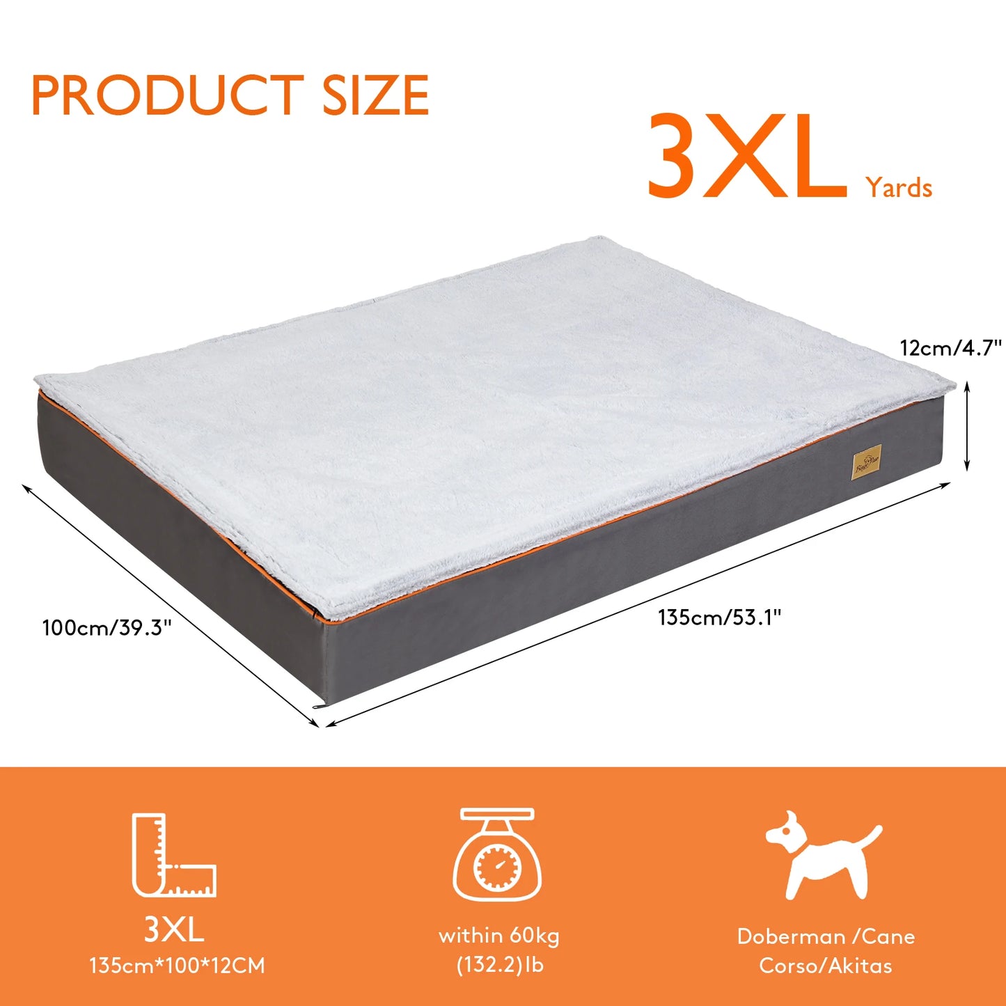 Dog Pet Bed  Large Padded Orthopedic Dog Bed Foam Cushion Pets Pillow Bed with Washable Cover