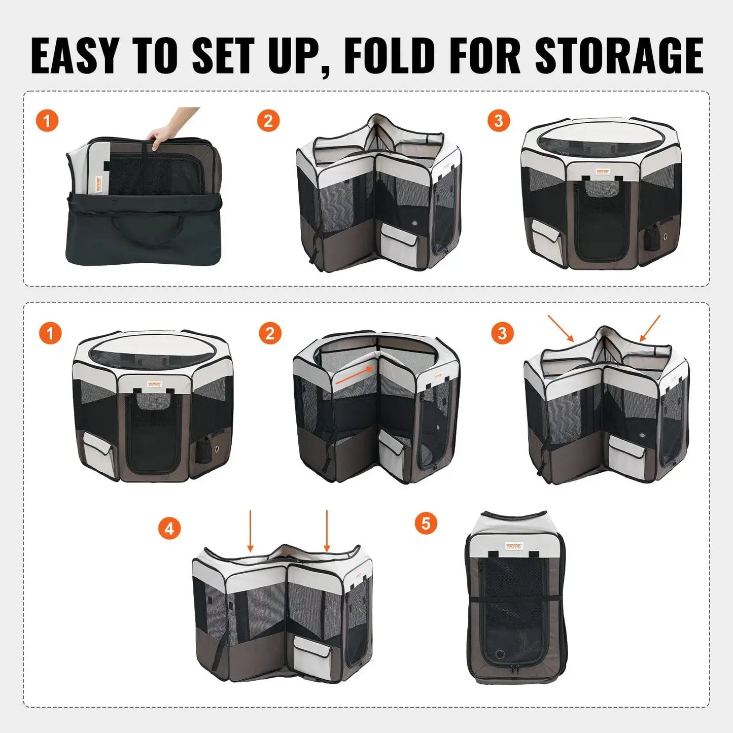 Foldable Pet Playpen, 36 inch Portable Dog Playpen, Crate Kennel for Puppy, Dog, Cat, Premium Waterproof 600D Oxford Cloth