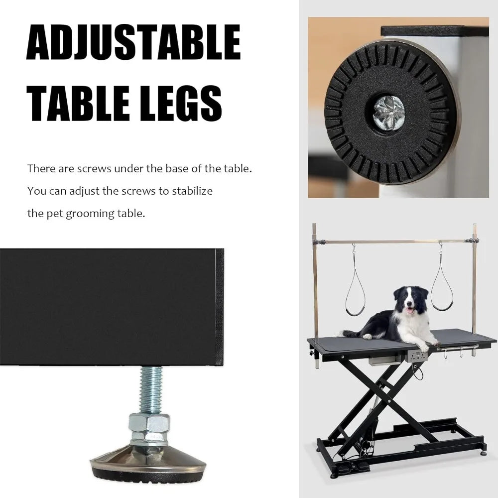 49.6” Pet Dog Grooming Table Adjustable Professional Trimming Table with Arms,Noose for Large Cat Shower Table, Maximum Capacity