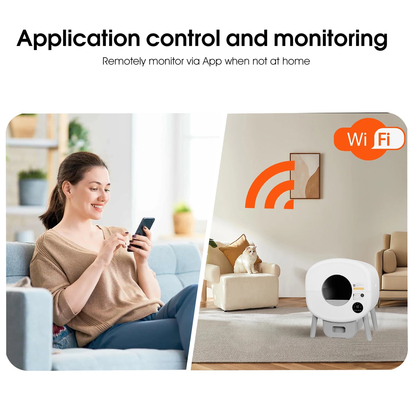 Automatic Smart Cat Litter Box, Large Capacity Self-Cleaning Litter Box with Infrared/Gravity/Ambient Light Function