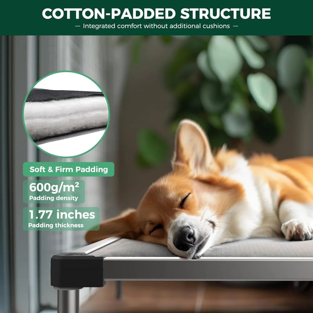 TitanNest Chew-Proof Elevated Dog Bed, Padded Cot for Outdoor/Camping/Indoor Use, Durable & Washable Pet Bed