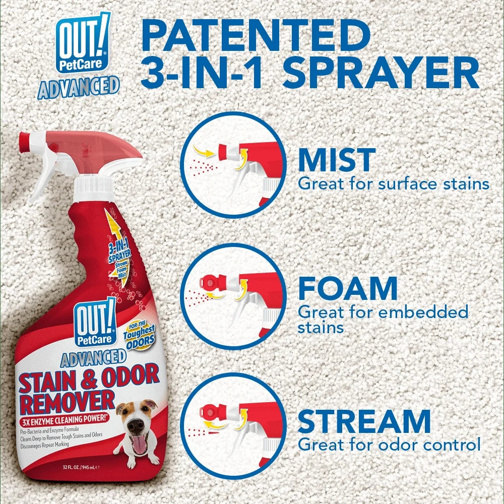 Pro Bacteria Enzyme Pet Stain Odor Remover 32oz Multi Surface Cleaner Carpet Upholstery Bedding Fresh Scent 3x Formula