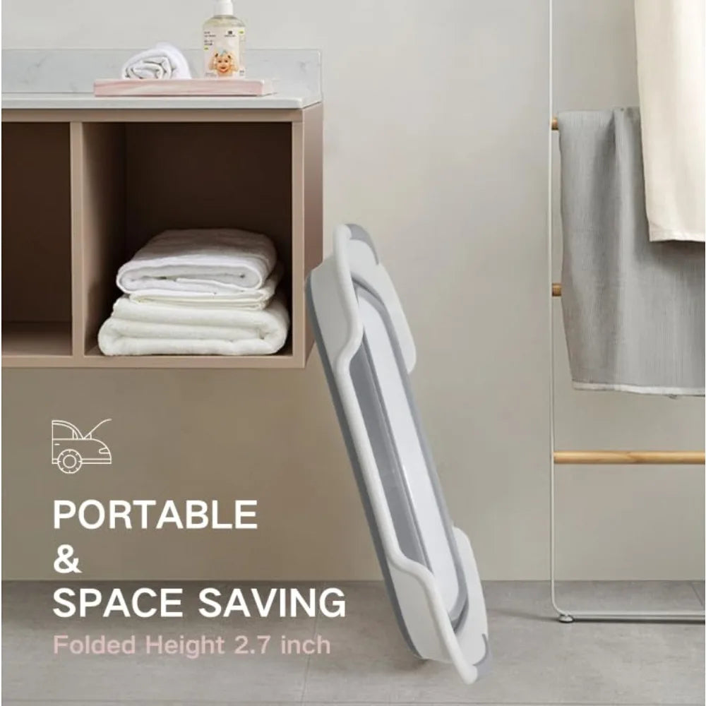 Pet Bathtub with Water Drain Plug, Foldable Bathtub for Puppy Small Dogs Cats, Portable & Space Saving Design,
