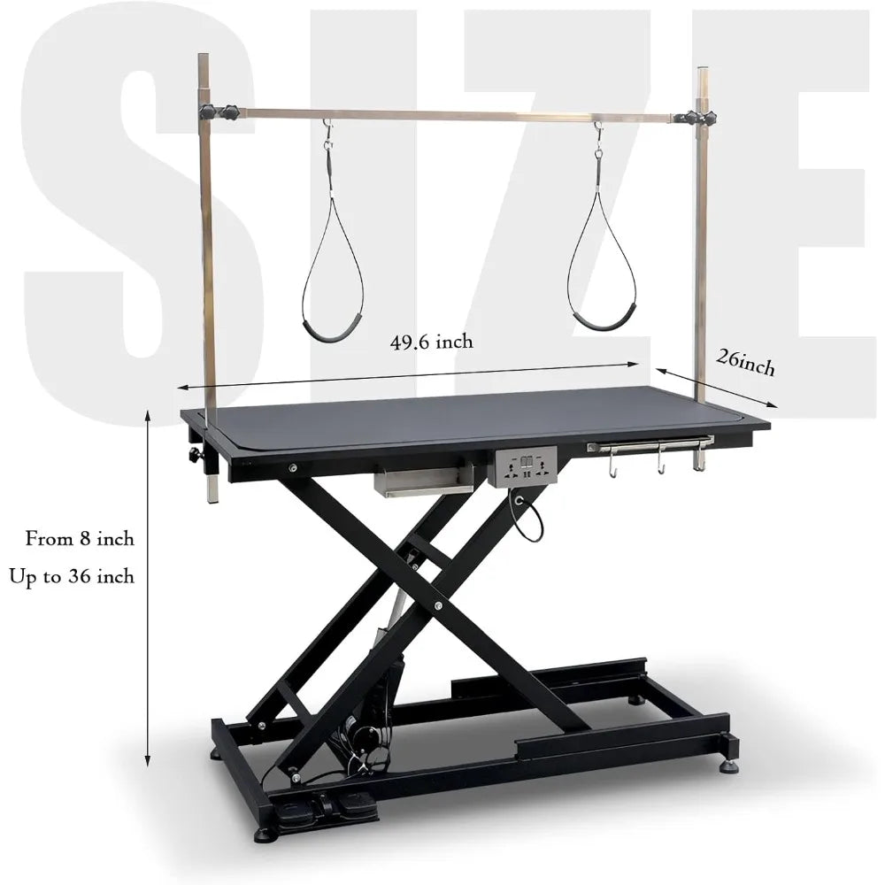 49.6” Pet Dog Grooming Table Adjustable Professional Trimming Table with Arms,Noose for Large Cat Shower Table, Maximum Capacity