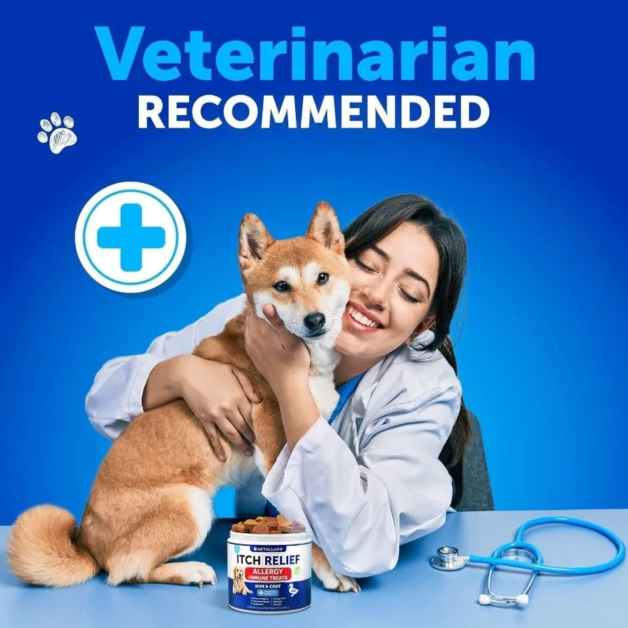 Dog Allergy Relief Chews Itching Skin Relief for Dogs Fish Oil Omega 3 Seasonal Allergies Pills Skin Coat Anti ItchHot Spots Tr