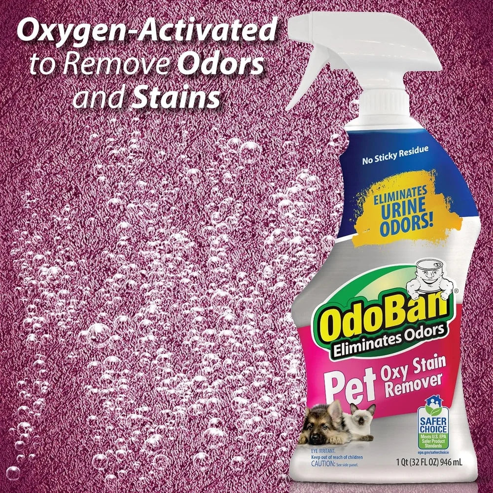 Pet Stain Remover Oxy Formula 32oz Spray Multi-Surface Deodorizing Stain Eliminator Carpet Fabric Upholstery Fresh Scent