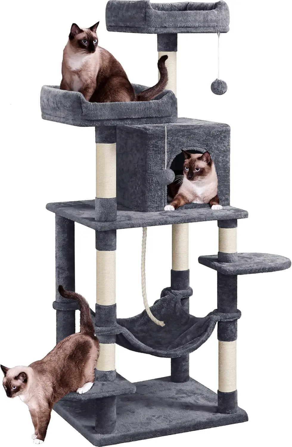 Cat Tree Large Cat Tower with Scratching Posts, Pet Play House Climber Activity Center with Condo and Anti-Dump Device