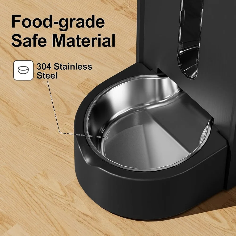 Automatic Gravity Pet Feeder, 1.8 Gallons*2 Dog Feeder and Water Dispenser Set, Feeder and Stainless Steel Water Dispenser