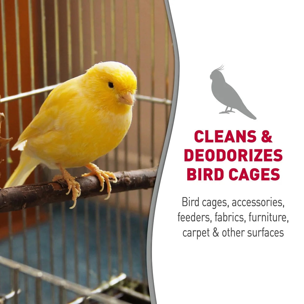 Bird Cage Surface Cleaner 24oz Bio-Enzymatic Formula Deodorizes Tough Stains Odor Capture 360 Safe Pets Home Accessories Fabrics