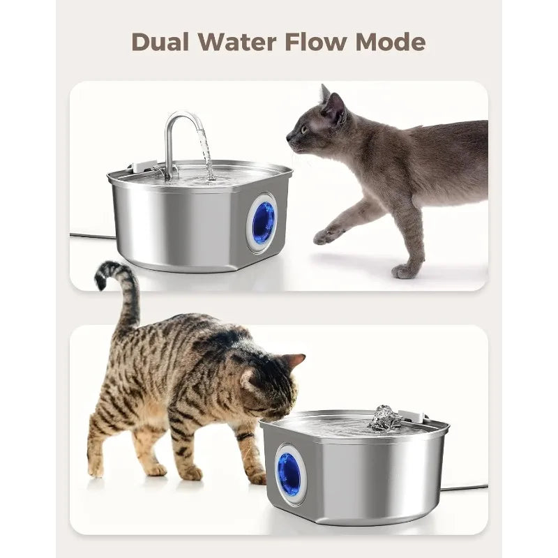 Unique features Cat Water Fountain Stainless Steel: 108oz/3.2L Cat Fountain for Drinking- Pet Water Fountain for Cats Inside