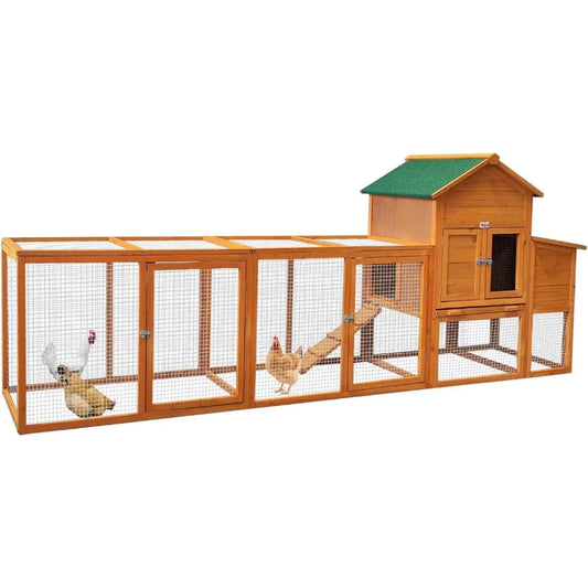 Large Chicken Coop with Run, Wooden Hen House for 2-6 Chickens,Poultry Pet Hutch with Nesting Box