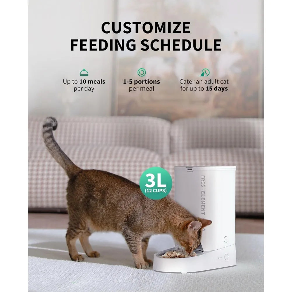 Automatic Cat Feeder, 2.4G WiFi Automatic Dog Feeder, Control Pet Food Dispenser with Triple Fresh-Lock System, Schedule Feeding