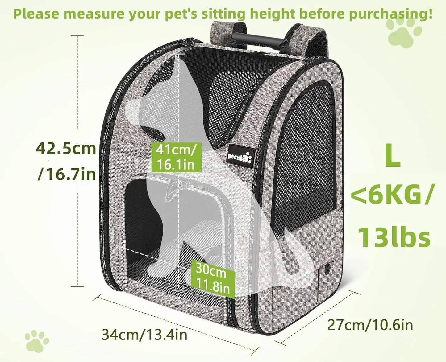 Pet Carrier Backpack, Dog Carrier Backpack, Expandable with Breathable Mesh for Small Dogs, Cats, Puppies, Pet Backpack Bag