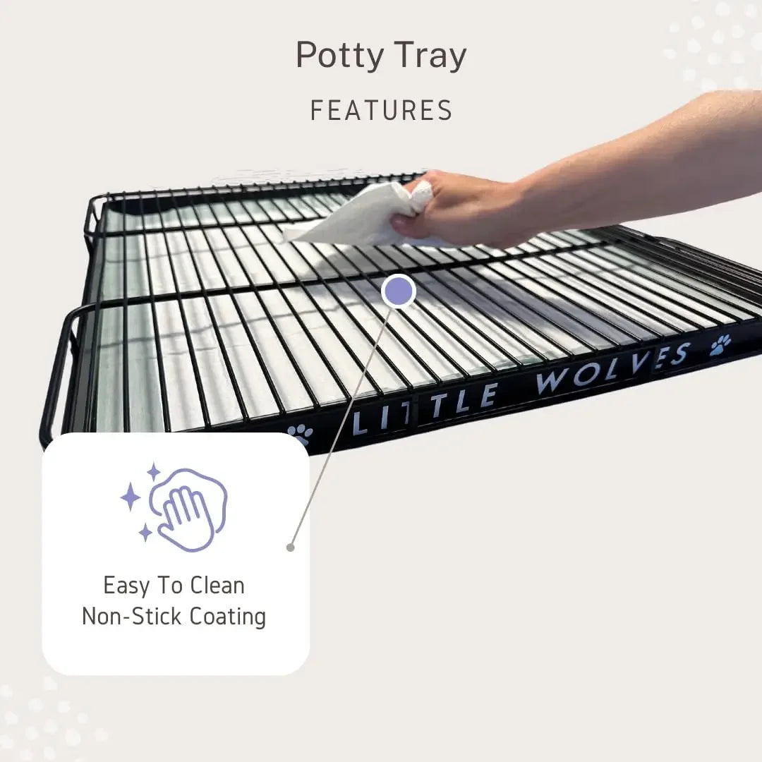 Little Wolves Puppy Potty Tray Essentials: 22x22 Reusable Heavy-Duty Tray w/Dog Pee Pads, Housebreaking Supplies,
