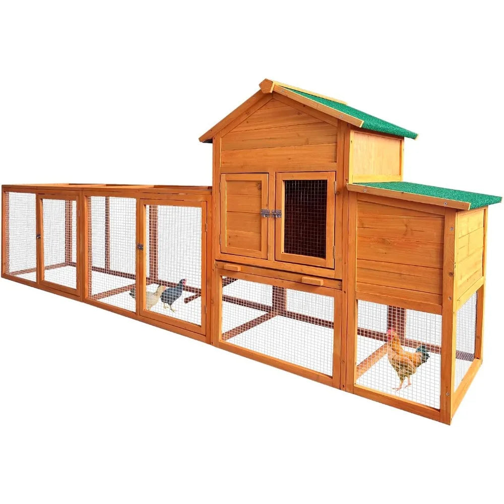 Large Chicken Coop with Run, Wooden Hen House for 2-6 Chickens,Poultry Pet Hutch with Nesting Box