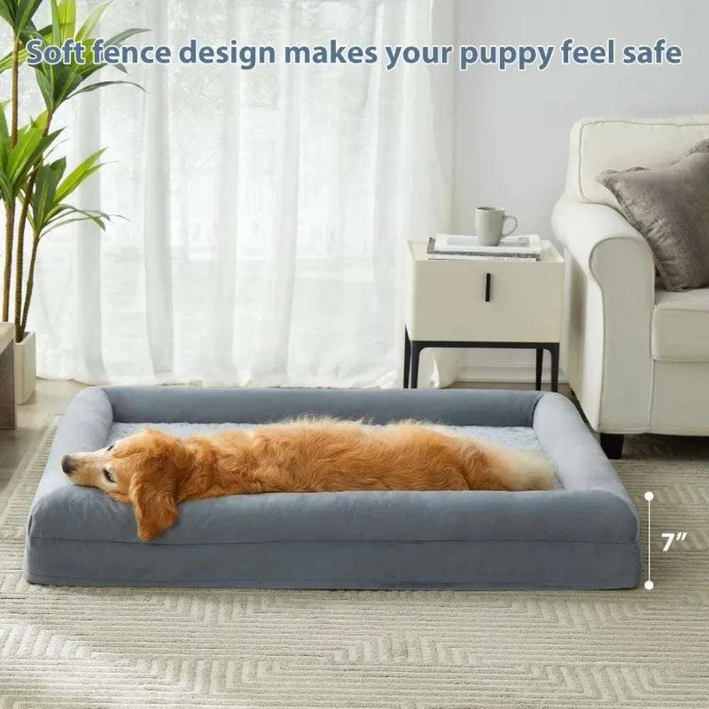 NEW   XXL Extra Large Dog Bed, Washable Dog Couch with Removable Waterproof Cover, Orthopedic Large Pet Sofa Bed-Hot Sale.
