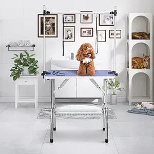 49.6” Pet Dog Grooming Table Adjustable Professional Trimming Table with Arms,Noose for Large Cat Shower Table, Maximum Capacity