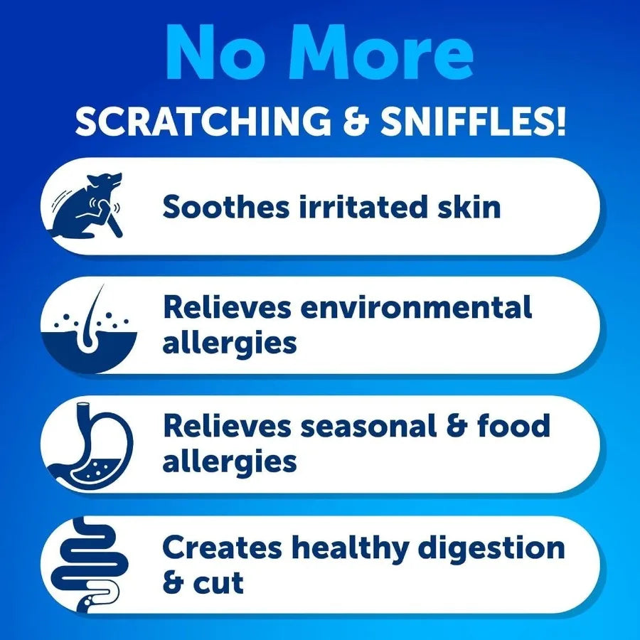 Dog Allergy Relief Chews Itching Skin Relief for Dogs Fish Oil Omega 3 Seasonal Allergies Pills Skin Coat Anti ItchHot Spots Tr