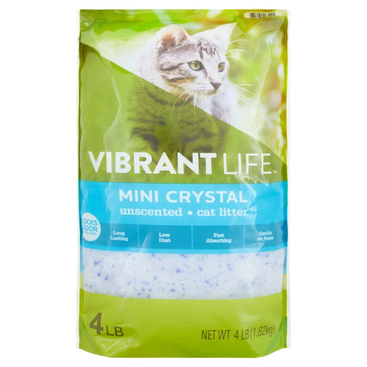 Mini Crystal Cat Litter Unscented 4 lb Long Lasting Fast Absorbing Low Dust Gentle on Paws Odor Locking Pebbles
