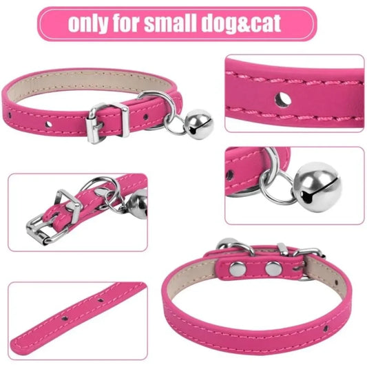 "Pink Teacup Dog Collar for Small Dogs and Cats, 3/8 Inch Wide"