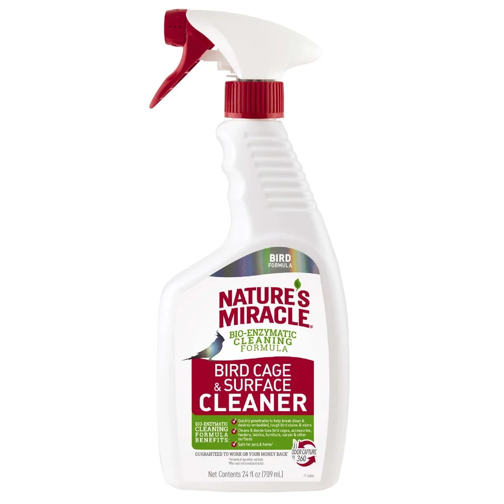 Bird Cage Surface Cleaner 24oz Bio-Enzymatic Formula Deodorizes Tough Stains Odor Capture 360 Safe Pets Home Accessories Fabrics
