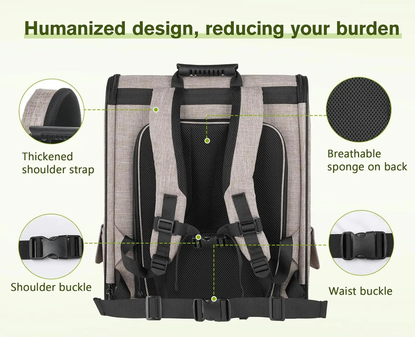 Pet Carrier Backpack, Dog Carrier Backpack, Expandable with Breathable Mesh for Small Dogs, Cats, Puppies, Pet Backpack Bag