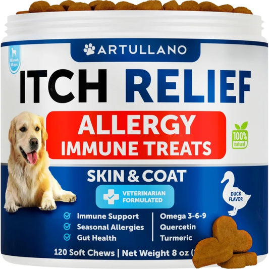 Dog Allergy Relief Chews Itching Skin Relief for Dogs Fish Oil Omega 3 Seasonal Allergies Pills Skin Coat Anti ItchHot Spots Tr