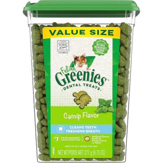 Feline Adult Dental Cat Treats Catnip Flavor 9.75 oz. Tub