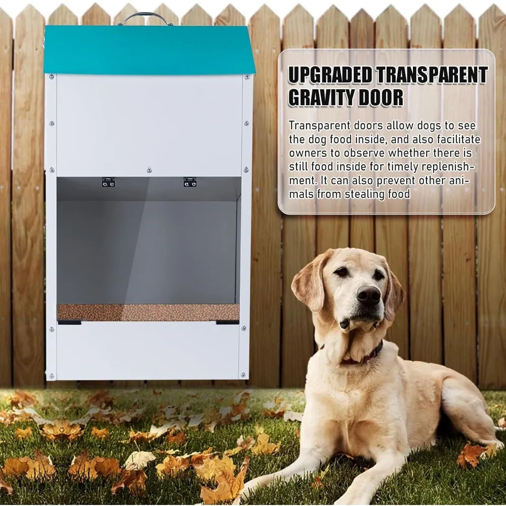 Automatic Dog Feeder for Large Dogs Outdoor 50Lbs Dog Food Dispenser Dog Feeding Station Galvanized Gravity Feeder Pet Feeder