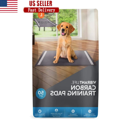 Large Charcoal Puppy Training Pads 22x22 Inches 50 Count Leakproof Absorbent Odor Neutralizing Quick Drying Built-In Attractant