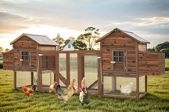 Large Wooden Chicken Coop, 160IN Outdoor Chicken Cages and Run with Nesting Boxes for 2-8 Chickens, Hen Run Poultry Pet House Ra