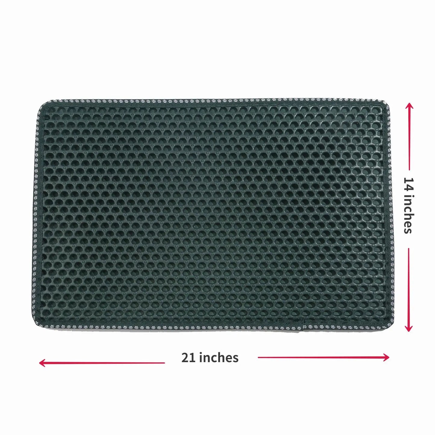 Cat Litter Mat - Double Layer MiLi Shape Scratching, Waterproof & Easy Clean, 21x14, Green - Scatter Control